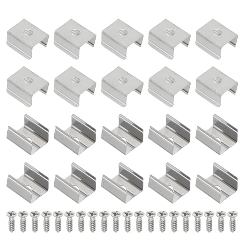 PATIKIL LED Strip Clips, 80pcs Stainless Steel Mounting Brackets Fixing Clip Clamp Support Holder with Screws for 11mm to 12mm LED Strip Lighting Cable - size: 11mm to 12mm