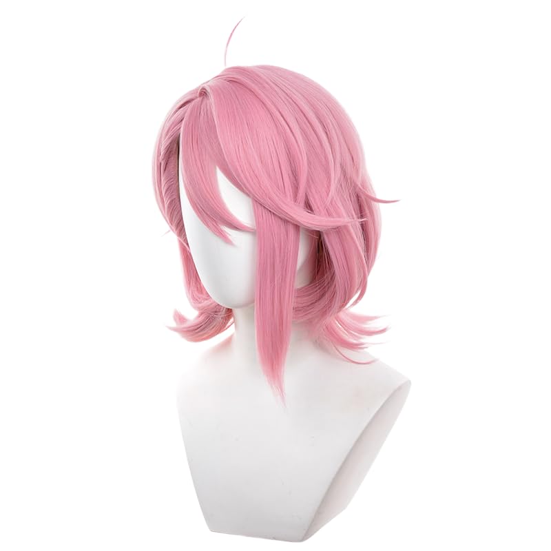 Pink Shoulder-Length Messy Cosplay Wig Replacement Wig Heat Resistan Synthetic Fiber Hairs for Uniex Adult Cos Halloween Christmas Anime Party - color: Pink