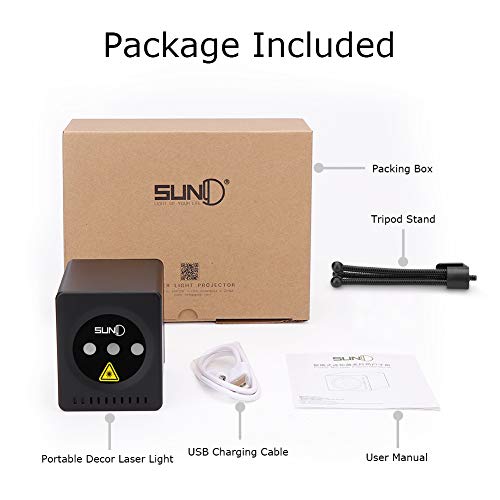 SUNY Mini Portable Cordless Laser Lights Rechargeable RGB Stars Patterns GOBO Projector Sound Activated Music DJ Party Lights for Outdoor Travel Camping Disco Live Show Home Dance