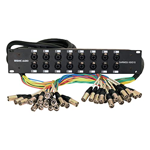 Seismic Audio SARMSS-16x515 Rack Mount 16 Channel XLR TRS Combo Splitter Snake Cable - 5' & 15' XLR trunks - size: 5 Foot x 15 Foot - 16 Channel