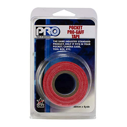Pro Tapes Pocket Gaff Tape 2 inch (48mm) x 6 Yards Length red Matte. Pocket Size Gaffers Tape. Made in The USA. Holds Tight, Easy to Remove. - color: Red, size: 2 inch