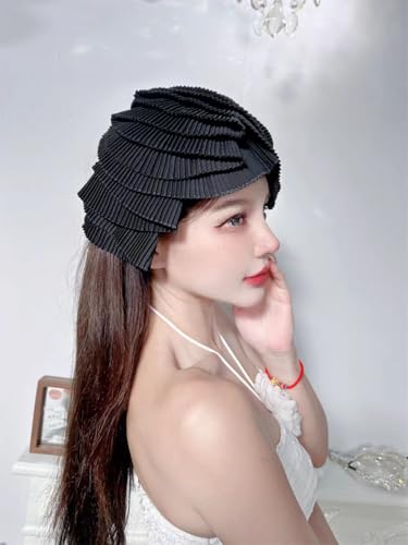Party Headband Wedding Headband Fascinator Hat Veil Feather Fascinators Hair Clip Tea Party Pillbox Derby Hat - color: Black