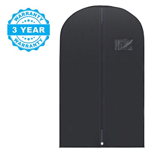 Plixio Garment Bags Suit Bag for Travel and Clothing Storage of Dresses, Dress Shirts, Coats— Includes Zipper and Transparent Window (Black - 20 pack: 40") - size: Black - 20 Pack (40")