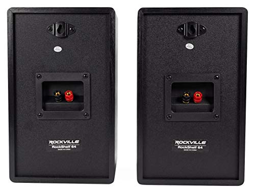 Rockville RockShelf 64B Black 6.5" Home Theater Bookshelf Speakers, Pair | 400W Peak/100W RMS, 4 Ohm, Kevlar Woofer, Silk Dome Tweeter, Wall Mountable, Magnetic Grill, MDF Cabinet - color: Black