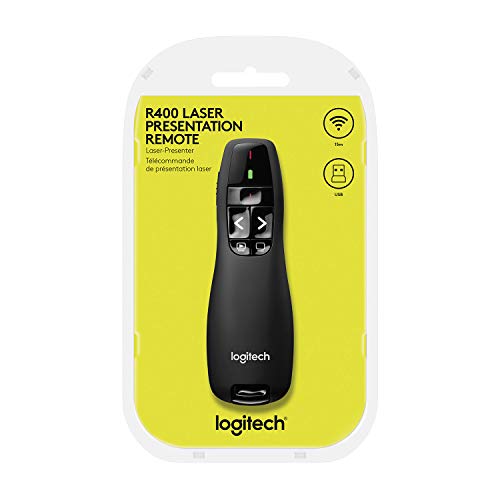 Logitech Wireless Presenter R400 USB A PowerPoint Clicker with Laser - color: Red Laser, style: 5 buttons