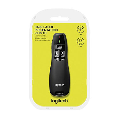 Logitech Wireless Presenter R400 USB A PowerPoint Clicker with Laser - color: Red Laser, style: 5 buttons