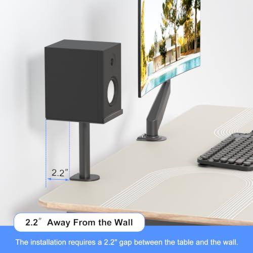 suptek Small Clamp-on Speaker Stand Desk Mount Set, Tilt, Swivel, 7.8 x 6.5 inch Trays, Universal Audio Holders for Computer and Bookshelf Speakers, Elevated Sound, 2 Pack, Black, SDM001SFX - color: Black, size: 7.8 x 6.5x 8.9"(h)