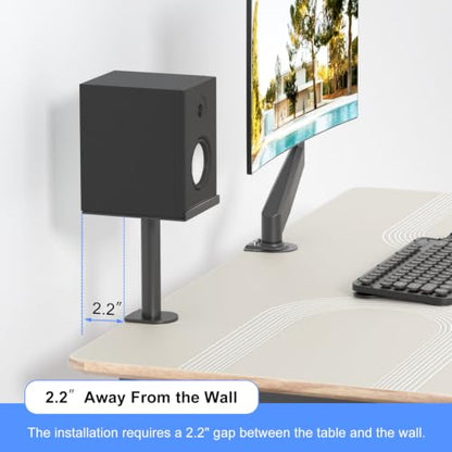 suptek Small Clamp-on Speaker Stand Desk Mount Set, Tilt, Swivel, 7.8 x 6.5 inch Trays, Universal Audio Holders for Computer and Bookshelf Speakers, Elevated Sound, 2 Pack, Black, SDM001SFX - color: Black, size: 7.8 x 6.5x 8.9"(h)