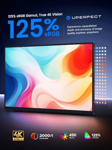 UPERFECT 4K Portable Monitor Touchscreen, 15.6” 125% sRGB Laptop Monitor - size: 15.6"