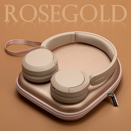 Ginsco Case Compatible with JBL Tune 510BT/520BT/500BT/Junior 320, with Sony WH-CH520/510, Ultra-Slim Hard Shell Waterproof Headphone Case for On Ear Headphones (Rose Gold) - color: Rose Gold