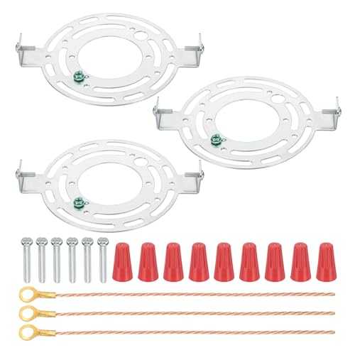 PATIKIL 130mm (5.1") Universal Light Fixture Mounting Bracket Kit, 3 Set Light Crossbar Round Ceiling Plate with Bare Copper Ground Wire for Wall Light Ceiling Lighting Pendant Chandelier - size: 130mm (5.1")