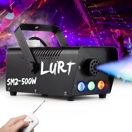 LURT 500W Fog Machine Mini Auto Smoke LED Lights Wireless Remote Control - color: Auto with 3 LED lights