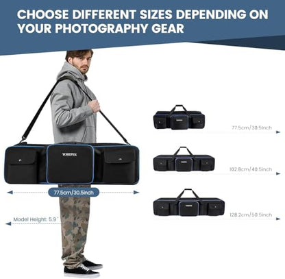 YOREPEK 50.5" Heavy Tripod Carrying Case Bag with 2 Padding Protective Pads | Extra Long Tripod Case for Boom Stand, Monolights, LED Lights, Umbrellas, Mic Stands, Tent Poles, Photographic Equipment - color: 50.5*9.5*9.5