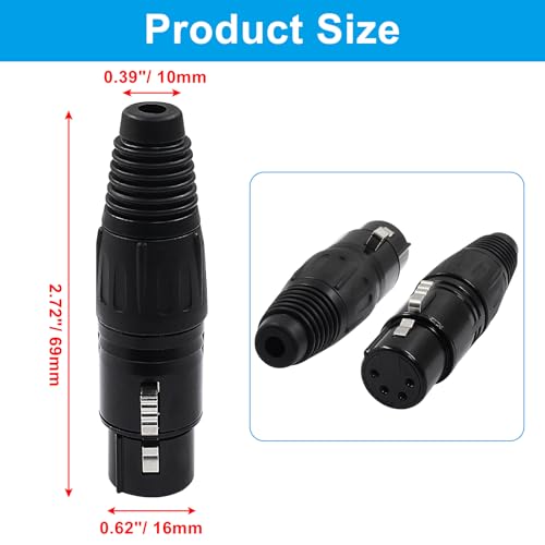 Hordion 4 Pin XLR Female Connector Mic Plug Adapter, 4PCS XLR Cable End - color: 4 Pin Female