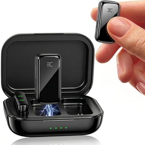EX Wireless Lavalier Microphone System, Dual Clip-On Mics + Charging Case, 164ft Range Plug-and-Play for iPhone/Android, Advanced Noise Reduction, 48H Runtime-Video Recording, TikTok, YouTube, Black - color: Black