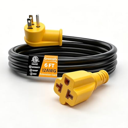 Waterproof 6Ft 15 Amp Household to 20 Amp AC Power Adapter Cable | 12/3 Outdoor Extension Cord Flat Plug,[4 in 1] NEMA 5-15P to 5-15R, 5-20R, 6-15R, 6-20R T Blade,125V AC Extension Cord - size: 6ft Extension cord