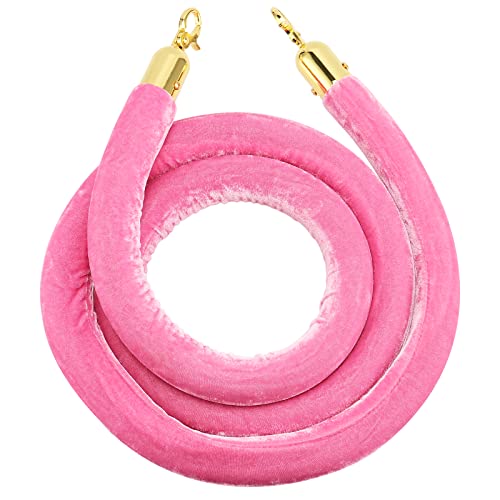 4 Pack 6.5 Feet Pink Velvet Rope Barrier, Velvet Stanchion Rope with Gold Hooks Velvet Hanging Rope for Movie Theaters, Parties, Hotels, Restaurants
