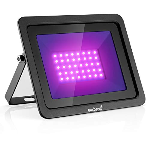 Everbeam 365nm 50W UV LED Black Light - High Performance LED Bulbs, IP66 Waterproof - Ultraviolet Flood Lighting for Aquarium, Indoor or Outdoor Parties, Stage - Party Supplies, Halloween Decorations - size: 365nm 50W