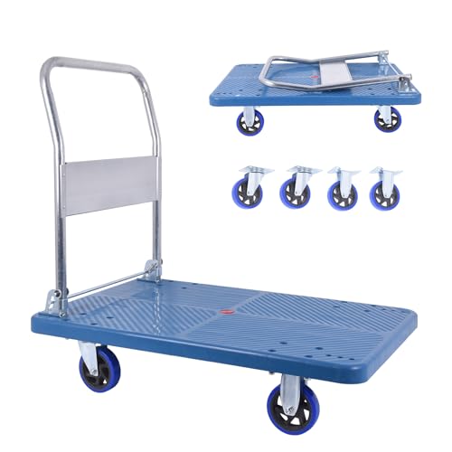 Foldable Push Cart Dolly 660 lbs,Moving Platform Hand Truck,with 360° Swivel Wheels, for Home Garage Workshops, Loading, Storage, Warehouse - size: 660 Lbs (4 wheels)