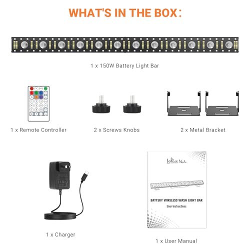 Battery Powered 150W 240LED Stage Wash Light Bar for DJ Party | 2.4G Wireless DMX512 & Remote Control, RGB Strip White Strobe & Warm Beam Effects, For Wedding, Live Music Venues, Club Event