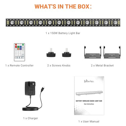 Battery Powered 150W 240LED Stage Wash Light Bar for DJ Party | 2.4G Wireless DMX512 & Remote Control, RGB Strip White Strobe & Warm Beam Effects, For Wedding, Live Music Venues, Club Event