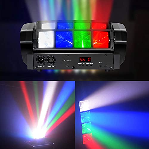 ZKYMZL 8×3W RGBW Spider Beam Moving Head DJ Light - 4° Ultra-Narrow Fresnel Lens, Metal Chassis Stage Lighting, Sound Active & DMX512 Control for Disco, Club, Wedding & Party Beam Shows