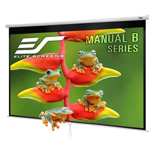 Elite Screens Manual B, 100-INCH 16:10, Manual Pull Down Projector Screen 4K / 8K Ultra HDR 3D Ready Auto-Lock Mechanism, 2-YEAR WARRANTY, M100X - color: White, size: 100 INCH, style: 16:10