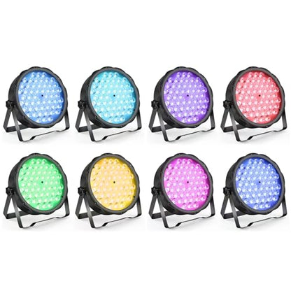 BETOPPER LED Par Lights 54 x 1.5W, RGB Stage Lights DMX DJ Lighting Sound Activated with Stand, Strobe Light & Wash Par Lighting DMX for Parties, Church, Wedding, Bars, 8 Pack