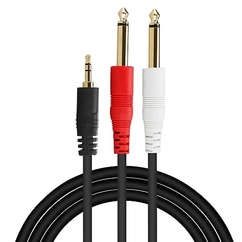 1/8 TRS to Dual 1/4 Audio Cable, 3.5mm TRS to 6.35mm Dual 1/4 TS Mono Y Splitter Audio Cable Adapter for SMA rtphone, Computer, Mixer, Amplifier Speaker, Home Stereo System (32FT) - size: 32FT