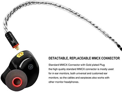 DEMAKE in Ear Monitor with Detachable 3.5mm Cable, with Mic - color: Carbon Fiber, size: With Mic