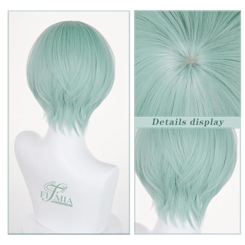 Mint Green Short Cosplay Wig for Adult Trendy Layered Bob Cut High-Temperature Synthetic Fiber for Halloween Costume Party Daily Wear - color: Mint Green