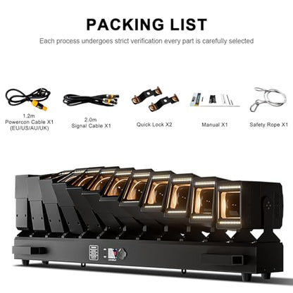 SHEHDS GalaxyJet 12x60W RGBW LED Moving Head Wave Bar Light | Beam & Wash Stage Lighting with Single LED Swing Control, Perfect for stage, DJ, party, church, and club