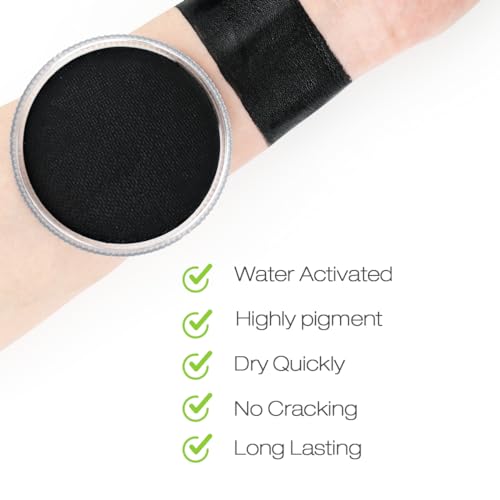 Bowitzki 30g Professional Face Paint Body Paint Water Based Face painting Makeup Safe for Adults Split Cake Single Color Halloween Christmas - Black - color: Black