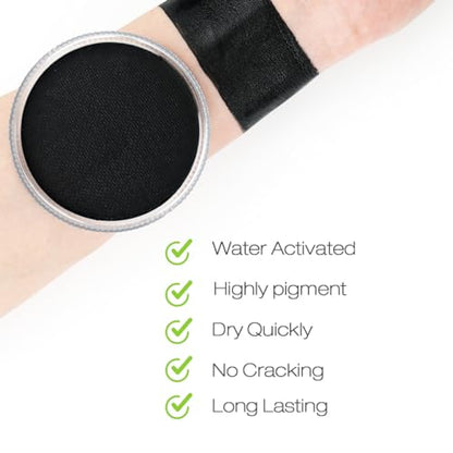 Bowitzki 30g Professional Face Paint Body Paint Water Based Face painting Makeup Safe for Adults Split Cake Single Color Halloween Christmas - Black - color: Black