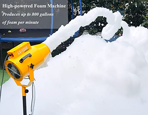 LANGXUN 2026 Upgrade Foam Machine for Party, 1200W High Power Foam Maker Cannon Bubble Machine, Outdoor Summer Pool Party Water Toys for Birthdays Hoilday Celebrations and Backyard Events - color: Yellow