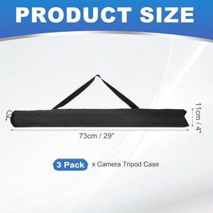 PATIKIL 29 x 4 Inch Tripod Carrying Case, 3 Pack Camera Tripod Carrying Bags Oxford Cloth Padded Bag for Camera Gear Mic Light Stand Sheet Music Photography Accessories, Black - size: 29 x 4 Inch