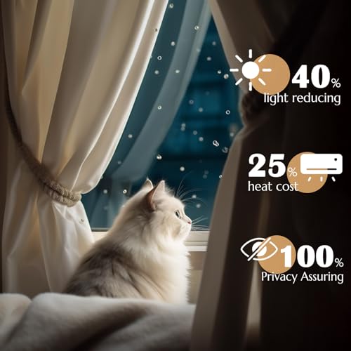 jinchan Velvet Curtain for Living Room，Thermal Insulated Luxury Bedroom Drape 108 Inch Long, Soft Privacy Curtain, Room Darkening Extra Long Window Ring Top Treatment Grommet 1 Panel, Cream Beige - color: Grommet | Cream Beige, size: 52"W x 108"L (Pack of