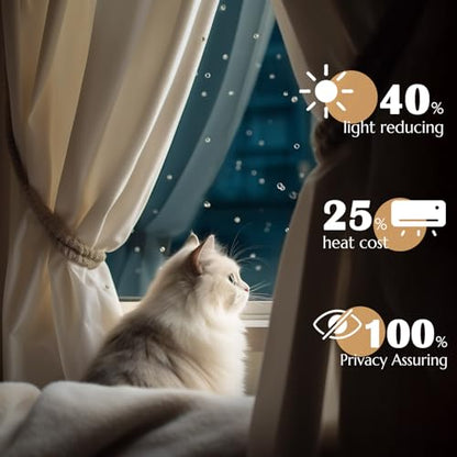 jinchan Velvet Curtain for Living Room，Thermal Insulated Luxury Bedroom Drape 108 Inch Long, Soft Privacy Curtain, Room Darkening Extra Long Window Ring Top Treatment Grommet 1 Panel, Cream Beige - color: Grommet | Cream Beige, size: 52"W x 108"L (Pack of