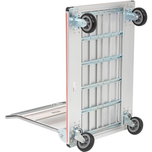 Global Industrial Lightweight Folding Platform Truck, Aluminum, 36" L x | 24"W, 600 Lb. Capacity, 2 Swivel & 2 Rigid 5" Rubber Casters, Flatbed Push Cart - size: 36"L x 24"W x 6"H