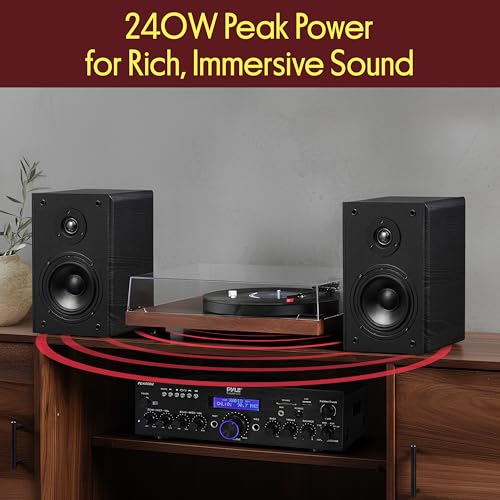 Pyle 6.5” Wired Bookshelf Speakers Pair – 2-Way HiFi Home Theater Stereo Speakers with Soft Dome Tweeter, Paper Cone Woofer & Wall Mount Brackets – Compact Speaker System, Black - color: Black, size: 6 inch