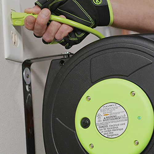 Flexzilla Retractable Extension, 14/3 AWG SJTOW, 50', Grounded Triple Tap Outlet Electric Cord Reel, ZillaGreen, FZ8140503 - size: 50ft / 14 Gauge