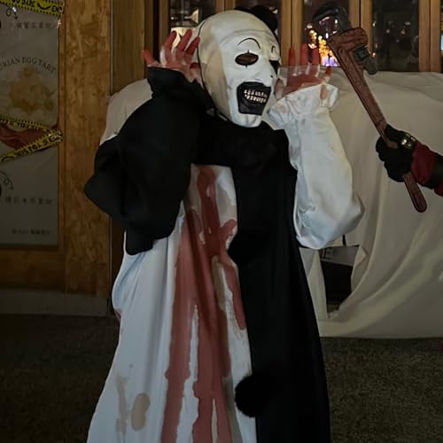 Art The Clown Mask Scary Killer Clown Masks Full Head Latex Halloween Terrifier Costume For Adults - color: Whiteclown