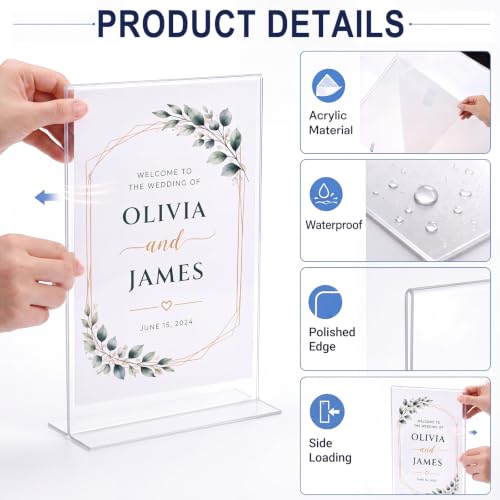 Motiskyy 4 Pcs 11 x 17" Clear Acrylic Sign Holder Vertical Table Tent Photo Frame Sign Menu Display Stand for Tabletops Reception Areas Restaurants Office Home - style: Vertical