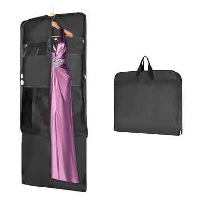 Univivi Garment Bag Suit Bag for Travel and Storage, 60 Inch, Set of 1 | Hanging Dress Cover with Mesh Shoe Pocket and 2 Carry Handles, Oxford Fabrics, Foldable for Long Dress, Suits, Coats, Jacket - size: 24"X60"- 1pcs -Travel