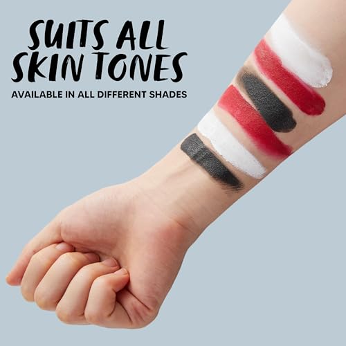 Spooktacular Creations Halloween Makeup Palette 3 Colors, Face Body Paint Makeup Wheel Waterproof Zombie Skeleton Cosplay Face Painting for Adult(0.35 Oz,White Black Red ) - color: Multicolor