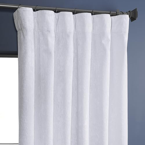 HPD Half Price Drapes Lush Crush Velvet Curtains - Room Darkening Curtain 120 Inches Long for Bedroom & Living Room, Luxury Look, Rod Pocket Design, (1 Panel), 50W x 120L, Pearl White - color: Pearl White, size: 50"W x 120"L (Pack of 1)