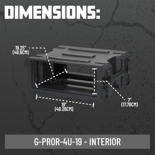 Gator Cases Pro Series 4U Rolling Rack Case with 19" Depth, Tow Handle & Recessed Wheels, Roto Molded Made in USA (G-PROR-4U-19) - size: 4U Rack Space, style: Rolling Rack - 19" Deep