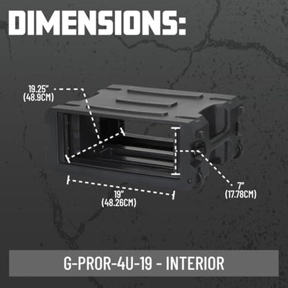 Gator Cases Pro Series 4U Rolling Rack Case with 19" Depth, Tow Handle & Recessed Wheels, Roto Molded Made in USA (G-PROR-4U-19) - size: 4U Rack Space, style: Rolling Rack - 19" Deep