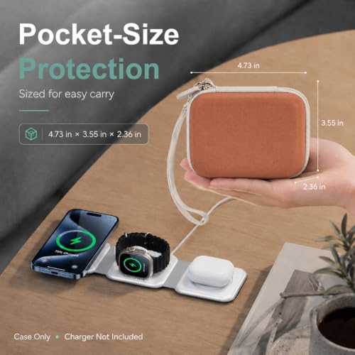 Hard Travel Case for Iseyyox for RTOPS for QUZUDN 3 in 1 Wireless Charger - color: Brown