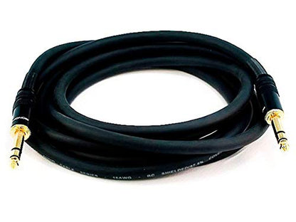 Monoprice Premier Series 1/4 Inch (TRS) Male to Male Cable Cord - 75 Feet- Black 16AWG (Gold Plated) - size: 75ft
